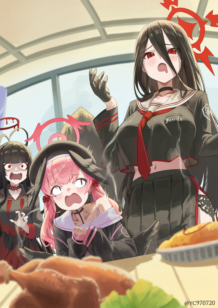   Blue Archive, Hanekawa Hasumi, Shimoe Koharu, Kenzaki Tsurugi, Anime Art, Game Art, , , 
