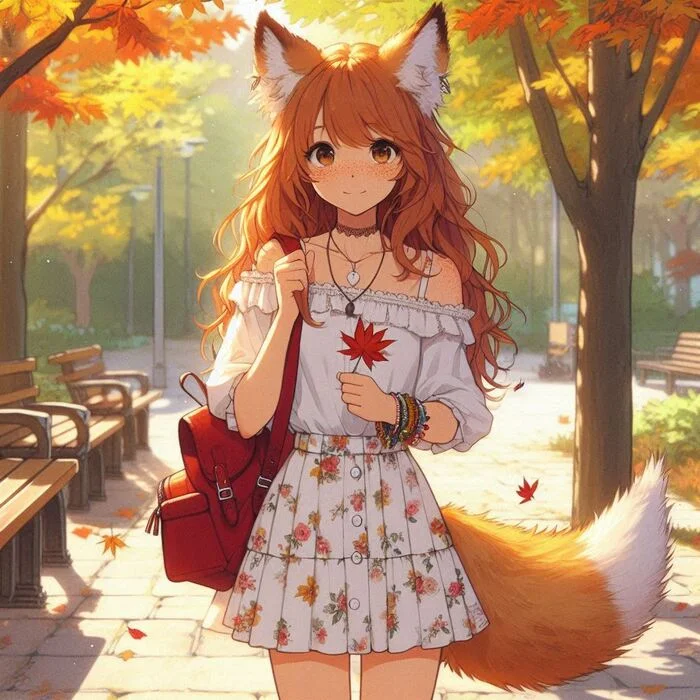 День рыжих! Аниме, Арты нейросетей, Anime Art, Нейронные сети, Арт, Девушки, Original Character, Кицунэ, Animal Ears, Хвост, Рыжие, Веснушки, Ginger & White, Длиннопост