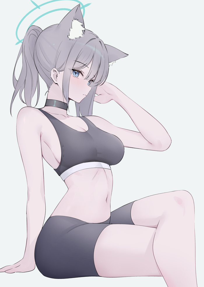  Blue Archive, Sunaookami Shiroko, , , , , Anime Art, Animal Ears,  