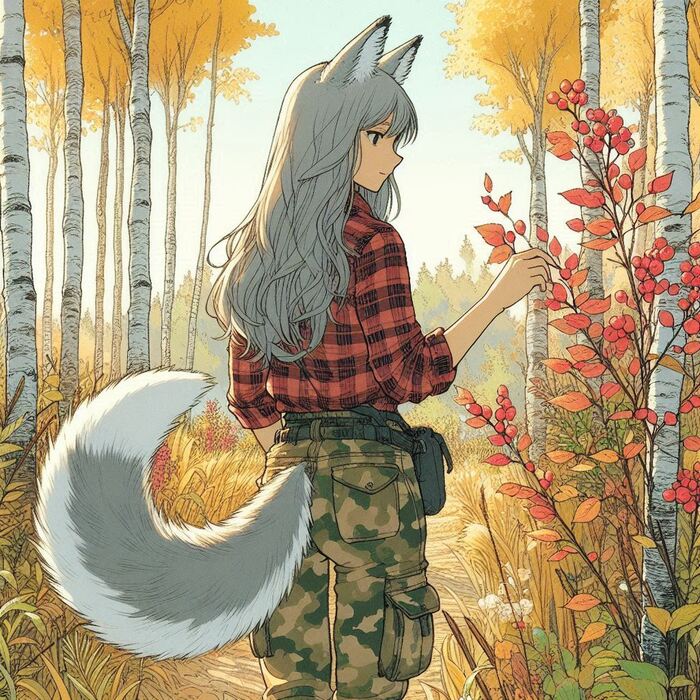     , , Anime Art, , , , Animal Ears, , , , Ginger & White, 