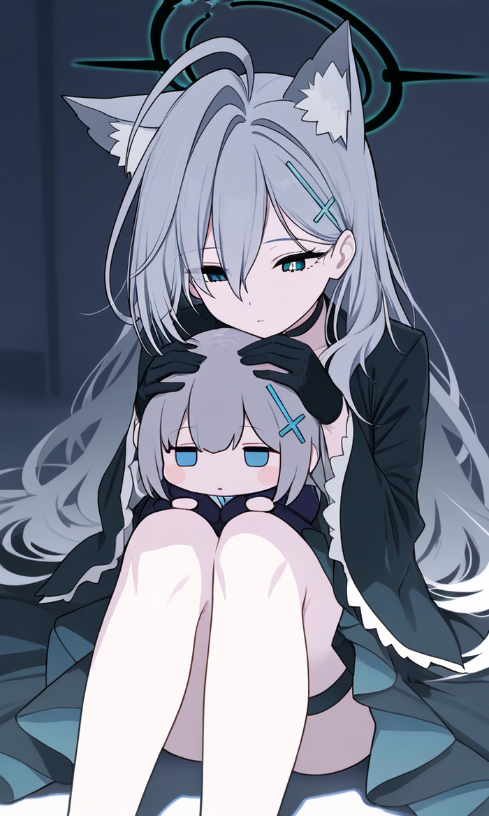     ,    , Anime Art, , Blue Archive, Animal Ears, Sunaookami Shiroko, Shiroko Terror