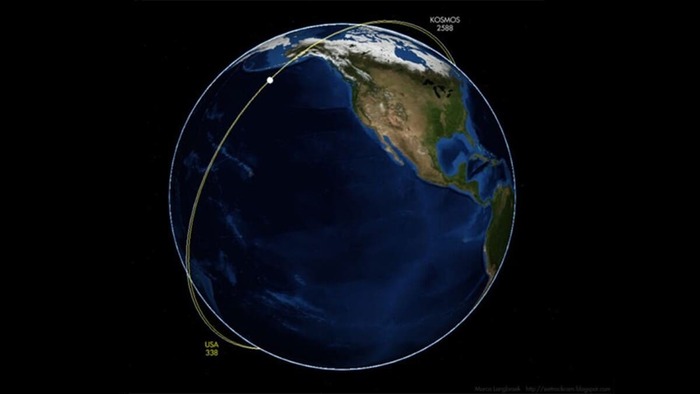 Новый российский спутник «Космос 2588», запущенный 23 мая 2025 года, следует за американским аппаратом (USA 338), принадлежащим NRO