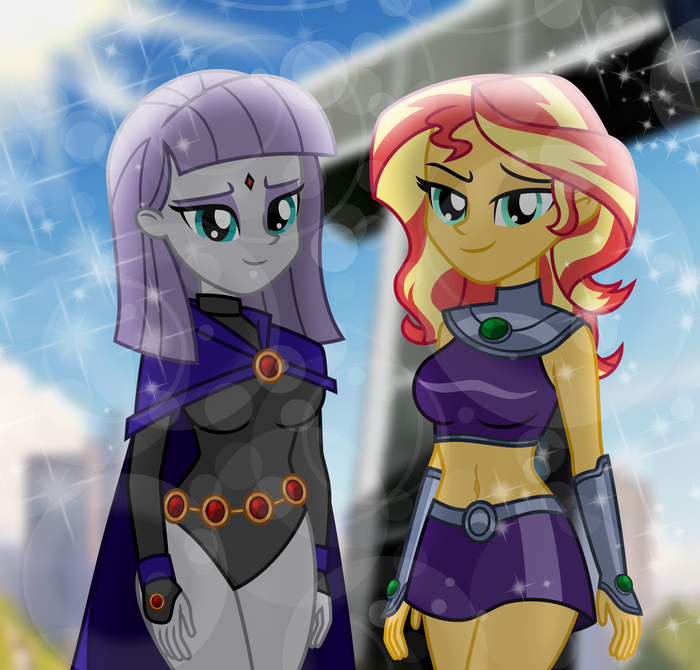 Pony Titans My Little Pony, Equestria Girls, Ponyart, Sunset Shimmer, , Maud Pie, Teen Titans, 