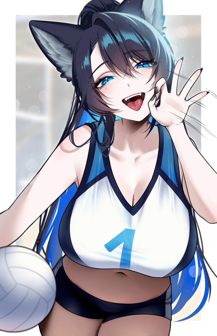 Reiko Volleyball Anime Art, , Original Character, Reiko, Tofuubear, Animal Ears