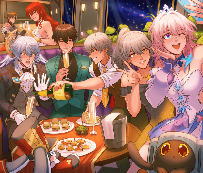  , Anime Art, Welt (Honkai: Star Rail), Himeko (Honkai: Star Rail), Sunday (Honkai: Star Rail), Dan Heng (Honkai: Star Rail), Caelus (Honkai: Star Rail), Stelle (Honkai: Star Rail), March 7th (Honkai: Star Rail), Honkai: Star Rail
