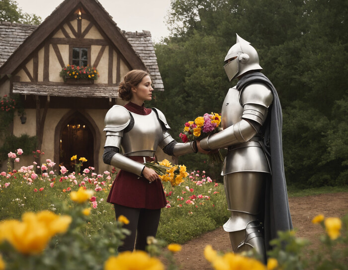 Благородные рыцари никогда не забывали о защите на свидании с прекрасными дамами, дабы не получить ответный букет