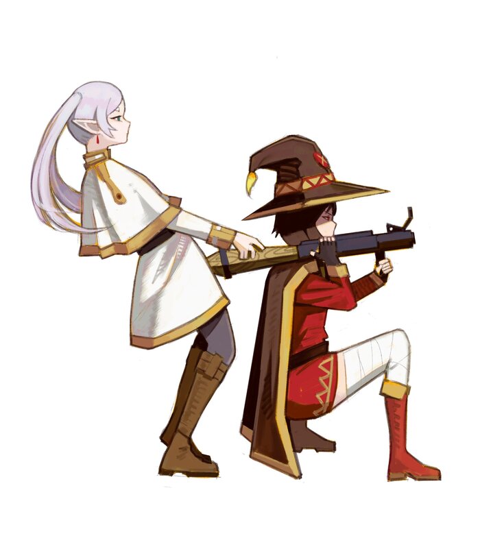  ! , Anime Art, Frieren, Megumin, Sousou no Frieren, Konosuba, 