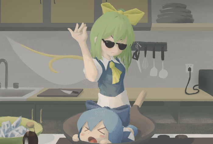   Touhou, Daiyousei, Cirno, Anime Art, Game Art, , , 