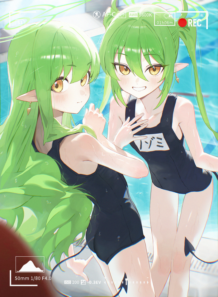 !      , Anime Art, Blue Archive, Tachibana Hikari, Tachibana Nozomi, Sukumizu, , 