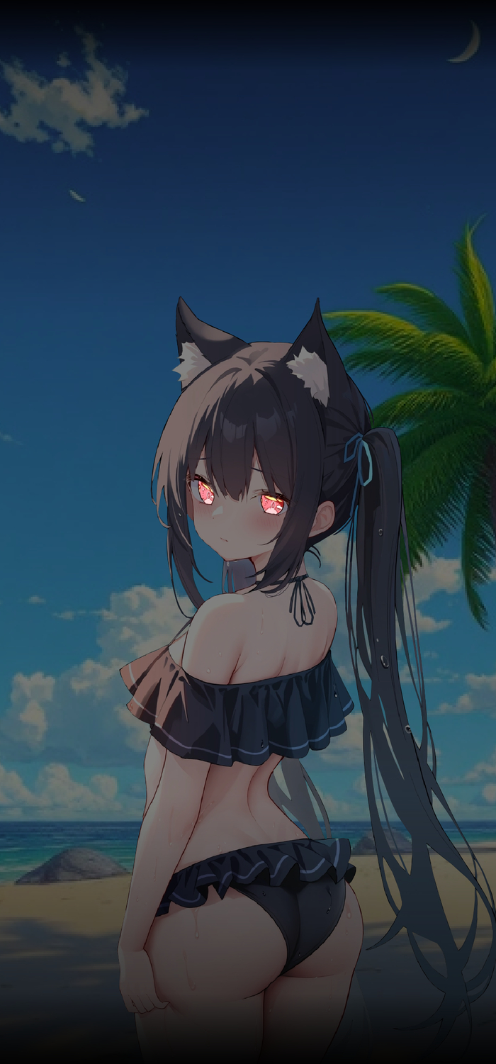 LSCRFON_075 Serika , Anime Art, Blue Archive, Kuromi Serika, Animal Ears,   , 