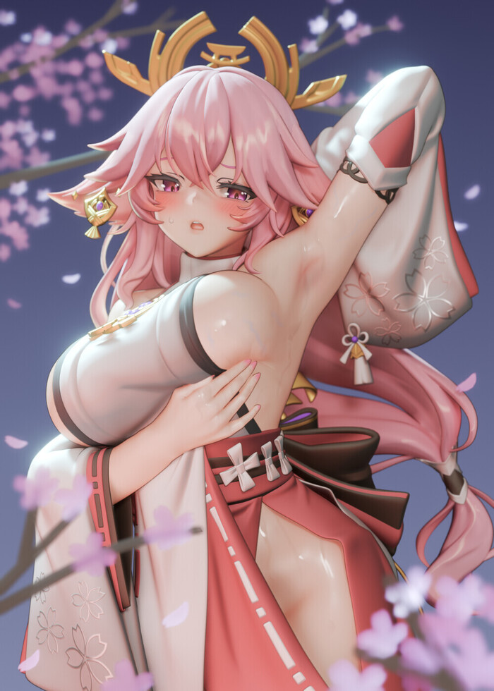 3D  Genshin Impact, , Anime Art, 3D, Yae Miko (Genshin Impact), , , , ,  ,  ,  , 