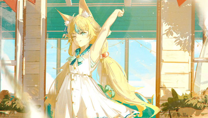  , Anime Art, Virtual YouTuber, Animal Ears, Sameko Saba