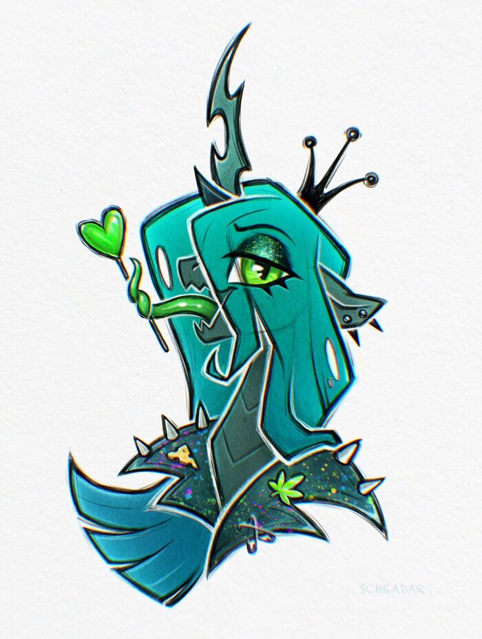   My Little Pony, Ponyart, Queen Chrysalis, Tempest Shadow, Scheadar, 