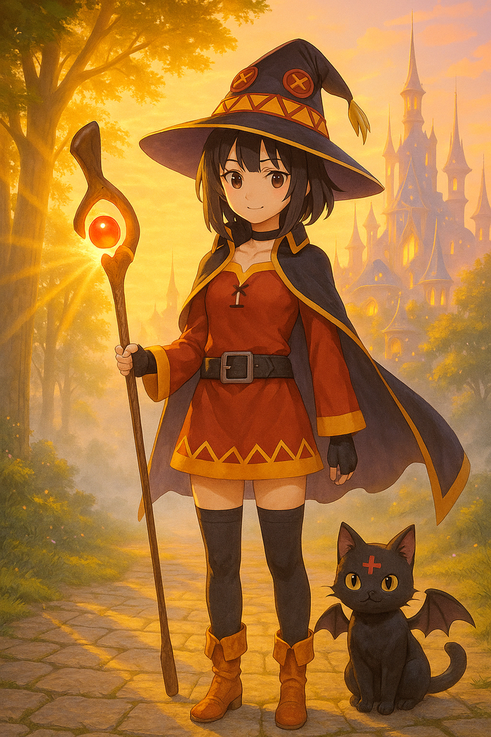 !  , Konosuba, Megumin, Chomusuke, Anime Art, Dall-e