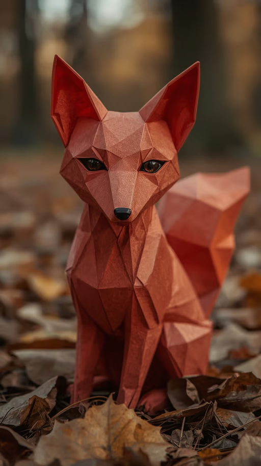 Close-up shot of a red fox - оригами в нейросети