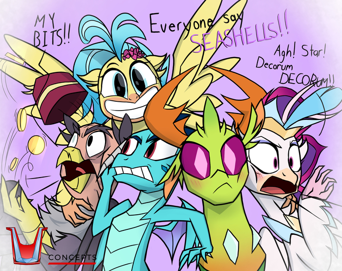   -    "!!" My Little Pony, Princess Ember, Thorax, Princess Skystar, Queen Novo