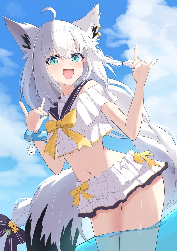 Fubuki , Anime Art, Animal Ears, Shirakami Fubuki, Hololive, Virtual YouTuber