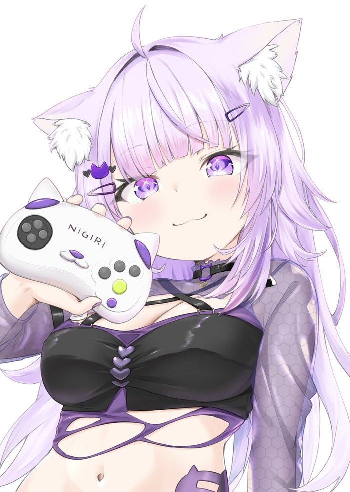 Okayu , Anime Art, Animal Ears, Nekomata Okayu, Virtual YouTuber, Hololive