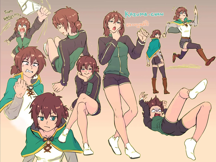   63 Anime Art, , Konosuba, Aqua, Megumin, Darkness, Satou Kazuma,  63, 