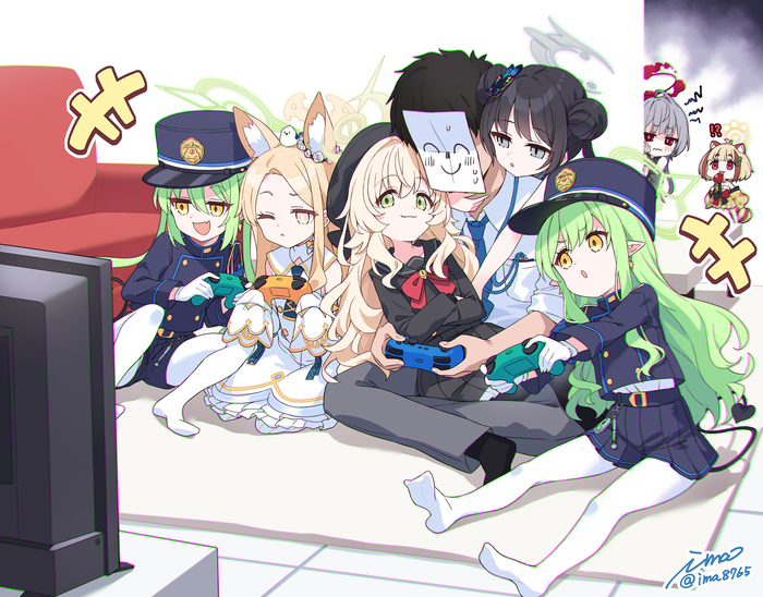 56       , Anime Art, Blue Archive, Tachibana Nozomi, Yurizono Seia, Professor Niyaniya, Kisaki, Tachibana Hikari, Yabuki Shuro, Sensei (Blue Archive), Loli