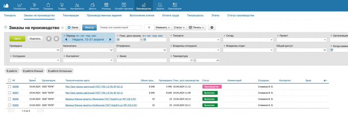 Видим, какой товар готов, а какой еще в процессе производства.
