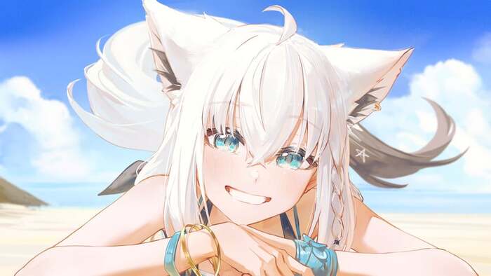 Shirakami Fubuki , Anime Art, Hololive, Shirakami Fubuki, , ,  , Animal Ears, , 