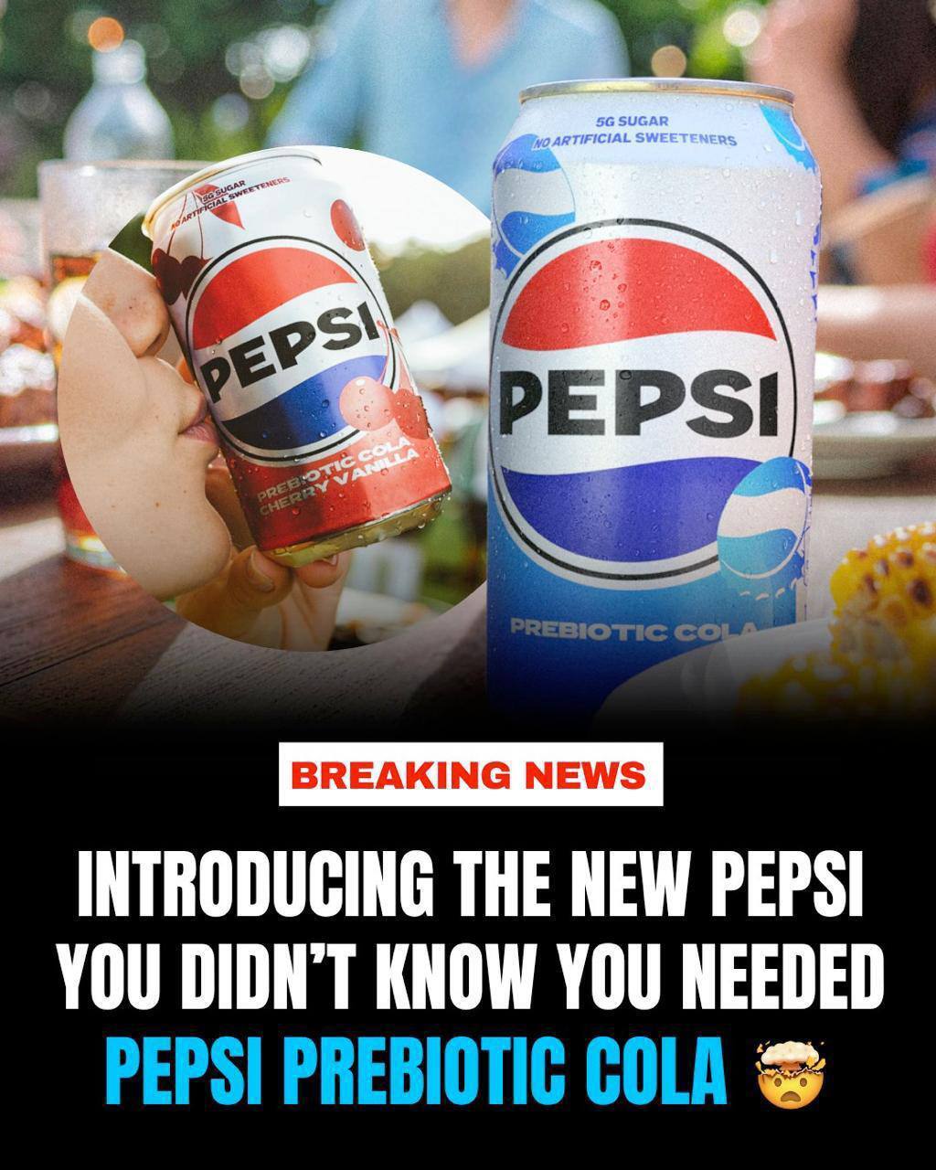 Now the new drink has only 30 calories, 5 grams of sugar, no artificial sweeteners, but contains 3 grams of prebiotics - Pepsi, PepsiCo Company, Beverages, Company, Longpost
