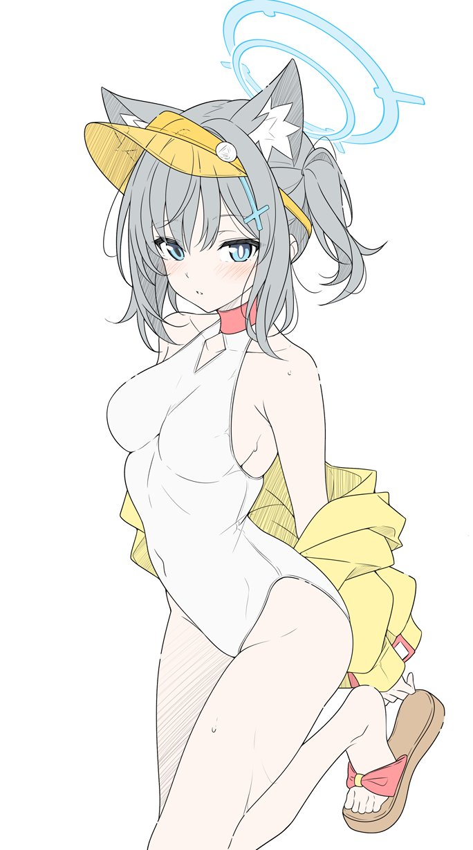 Shiroko Anime Art, , Blue Archive, Sunaookami Shiroko, T1kosewad, Animal Ears, 