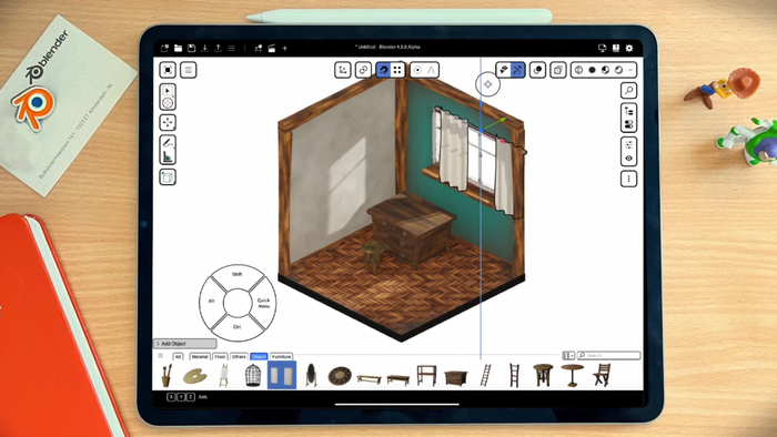 Blender ,      3D-  .      iPad Pro,     Android , Blender, iPad, Android