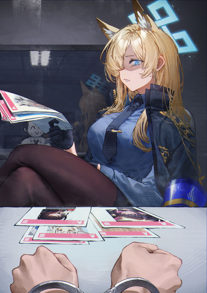 ,   ! , Anime Art, Blue Archive, Ogata Kanna, Sensei (Blue Archive), Animal Ears