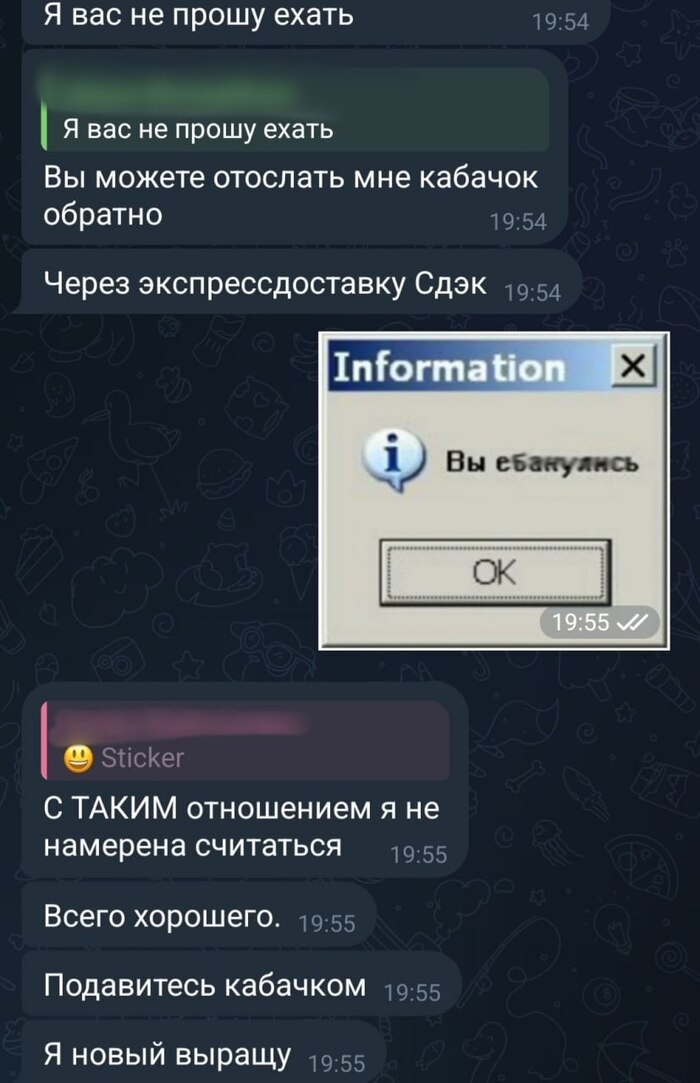 Парень заказал пару аниме-фигурок, а ему прислали... кабачок Юмор, Кабачок, Аниме, Переписка, Посылка, Длиннопост
