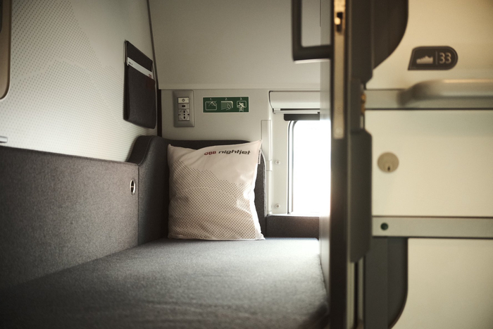 ÖBB NightJet - Кровать длиной 188 см с подушкой, простыней и одеялом, которые пассажир раскладывает самостоятельно.