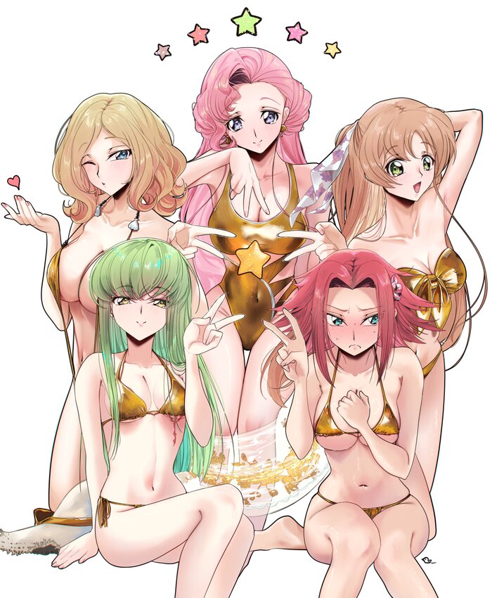 !    , Anime Art, CC (Code Geass), Kallen Stadtfeld, Euphemia li Britannia, Milly Ashford, Shirley Fenette, Code Geass, 
