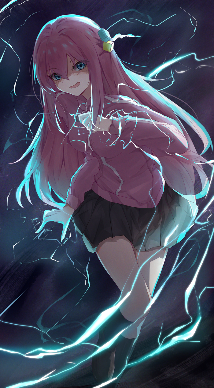 Bocchi Railgun Anime Art, , Bocchi the Rock!, Gotou Hitori, To aru Kagaku no Railgun, , Pixiv, 