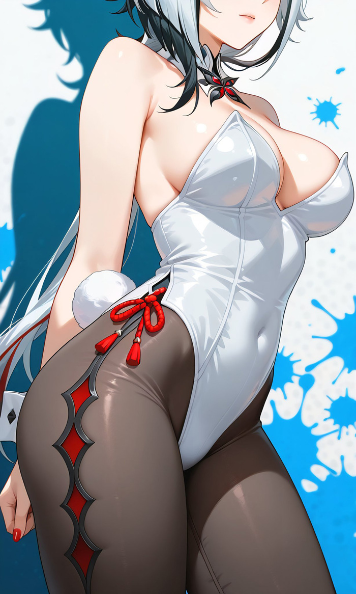 Arlecchino Anime Art, Genshin Impact, Arlecchino (Genshin Impact), Bunnysuit,  
