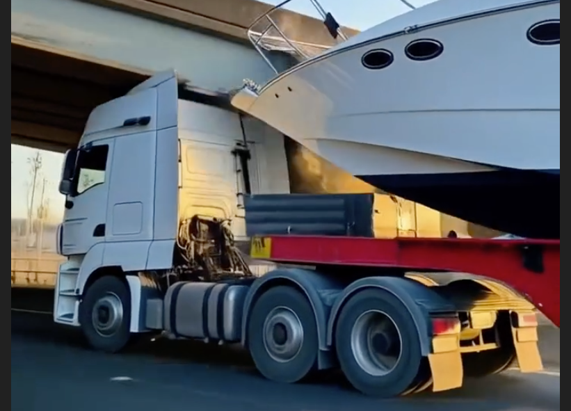 When you are in a hurry to launch your yacht - Fail, Crash, The bridge of stupidity, Shipping, Yacht, launching, Truck, Video, Vertical video, Short videos, Neural Network Content, Neural Networks, Artificial Intelligence, Luma Ai