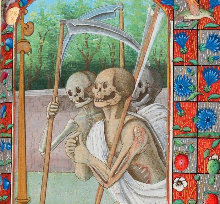 Три мертвеца. Часослов, Франция, ок. 1490–1510. Кембридж, Музей Фицуильяма.