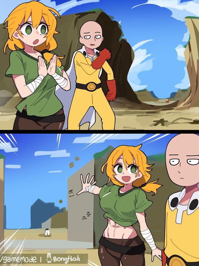    ! , Anime Art, Saitama, Alex (Minecraft), Onepunchman, Minecraft, 