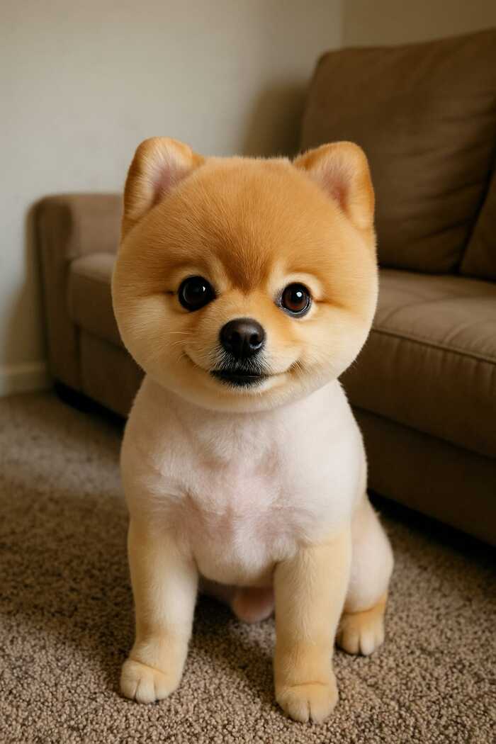 Ухоженный, после груминга.