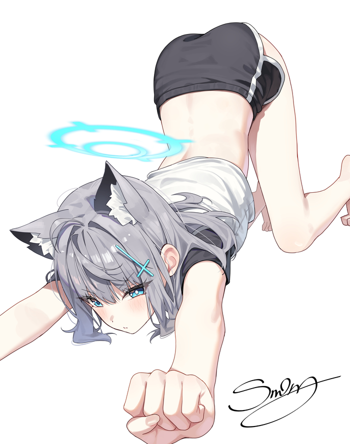  Blue Archive, Sunaookami Shiroko, , , , , Anime Art, Animal Ears