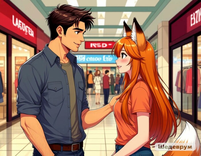 Очередная часть фанфика - неожиданный гость, и новая семья Арты нейросетей, Контент нейросетей, Шедеврум (Яндекс), Милота, Anime Art, Animal Ears, Уши, Хвост, Кицунэ, Фанфик, Мужчины и женщины, Дочь, Юмор, Длиннопост