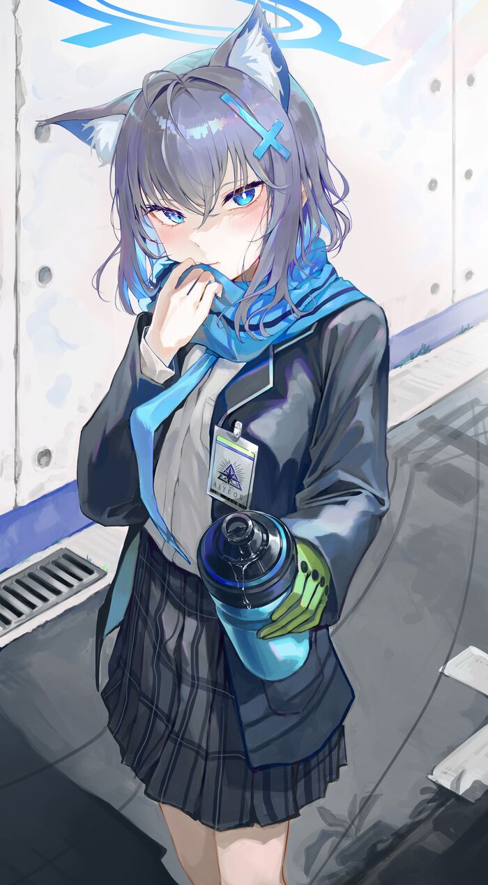 Sunaookami Shiroko #060 , Anime Art, Blue Archive, Sunaookami Shiroko, , Animal Ears, , ,  , 