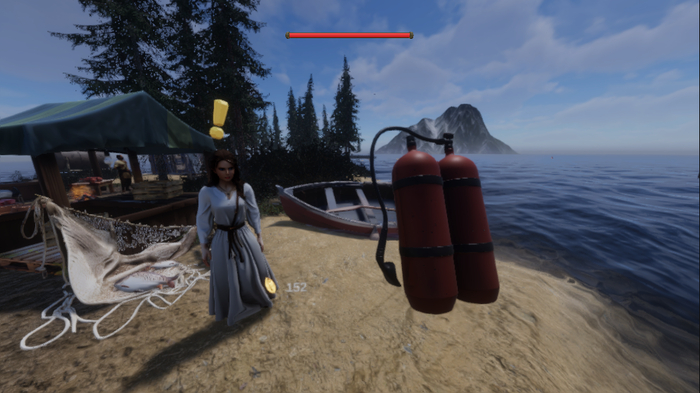 Система взаимодействий с предметами через руки, хочешь кидай в лодку и погружайся с аквалангом для исследования и добычи самородков и сокровищ, хочешь - просто перепродавай или используй на месте