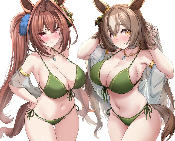 Daiwa Scarlet #016 , Anime Art, Uma Musume Pretty Derby, Daiwa Scarlet, Satono Diamond, , Animal Ears, , ,  
