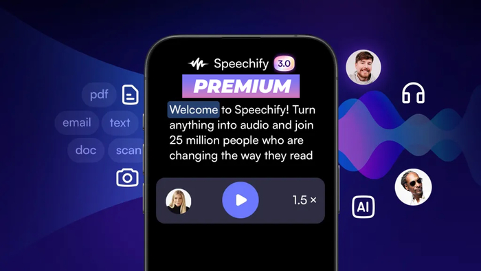   : Speechify Premium  7 ? , , , ,  , , iOS, Android, , , , , Telegram ()