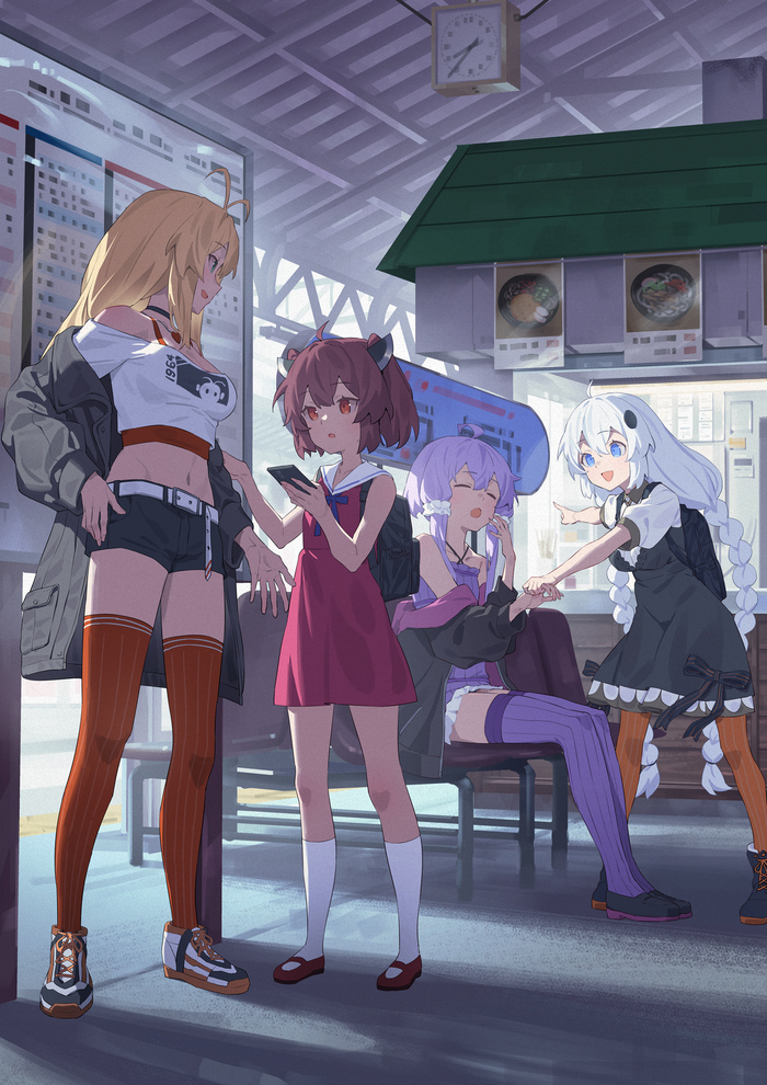   , Anime Art, Voiceroid, Yuzuki Yukari, Tohoku Kiritan, Maki Tsurumaki, Kizuna Akari
