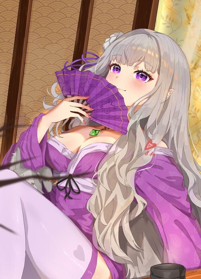  Anime Art, , Re:Zero Kara, Emilia, Puck, Pixiv