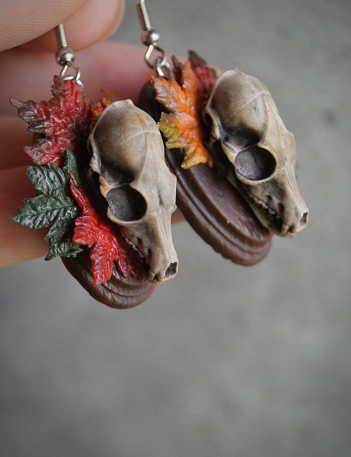 Брошки, сережки ) черепа в цветах Полимерная глина, Лепка, Рукоделие без процесса, Длиннопост, Череп, Своими руками, Украшение, Брошь, Серьги, Цветы, Творчество, Искусство, Готика, Неформалы