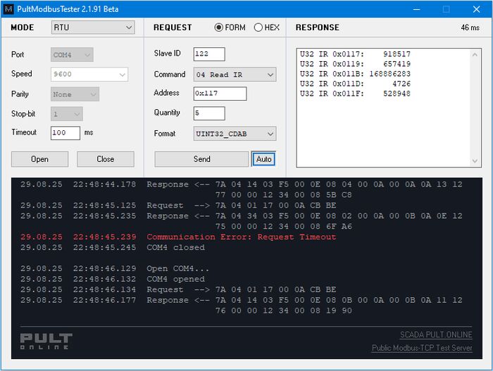 PultModbusTester , Scada, , 