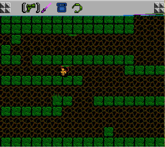 персонаж присев едет на слизи по узкому проходу, уровень 3 - планета Turvia (там всё перевёрнуто)